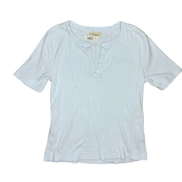 NWT Madewell Pointelle Notch Neck Tee Size L - Picture 2 of 5